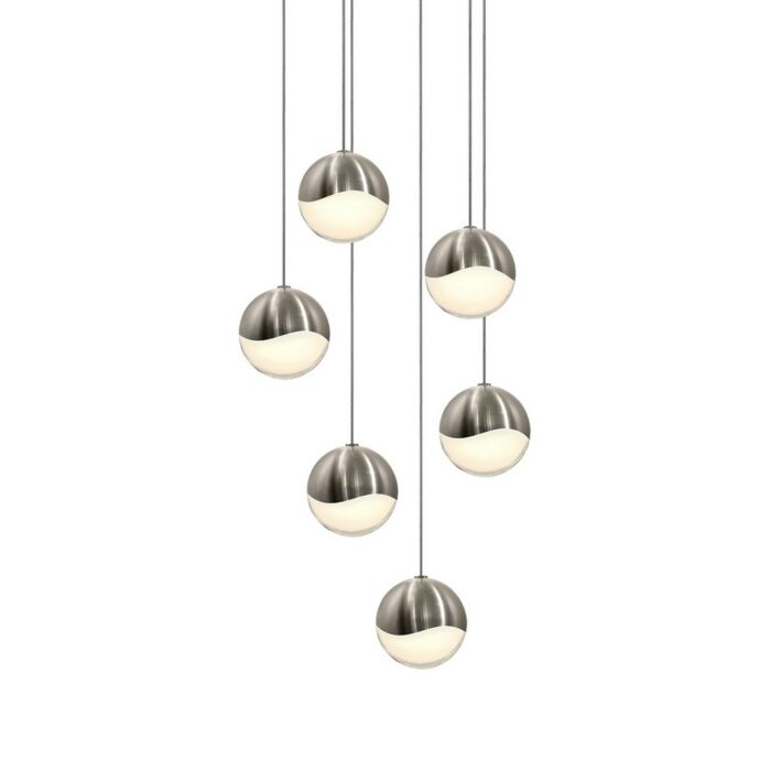 Sonneman Grapes 11.25 Inch 6 Light LED Pendant in Satin Nickel