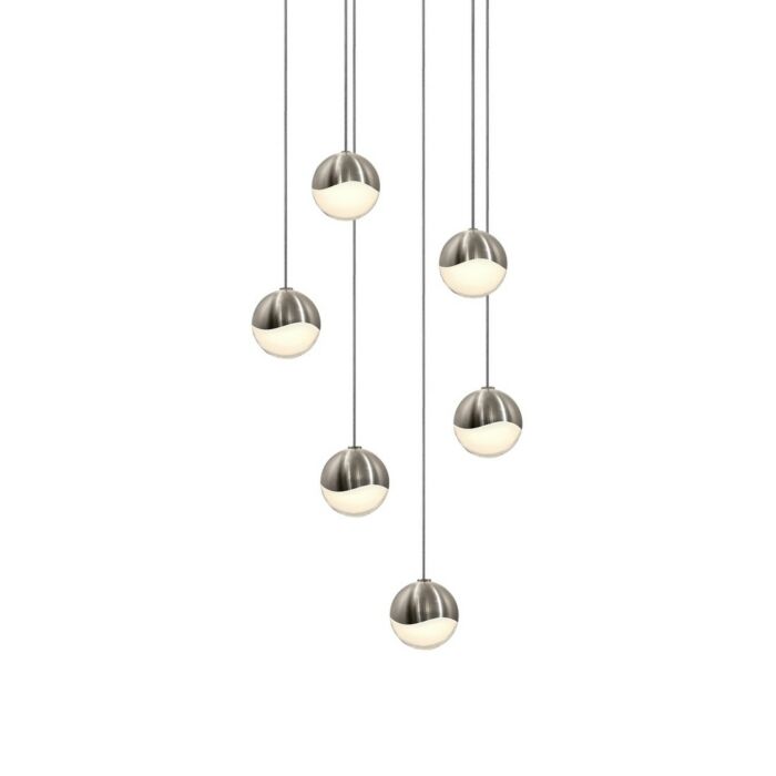 Sonneman Grapes 10.5 Inch 6 Light LED Pendant in Satin Nickel