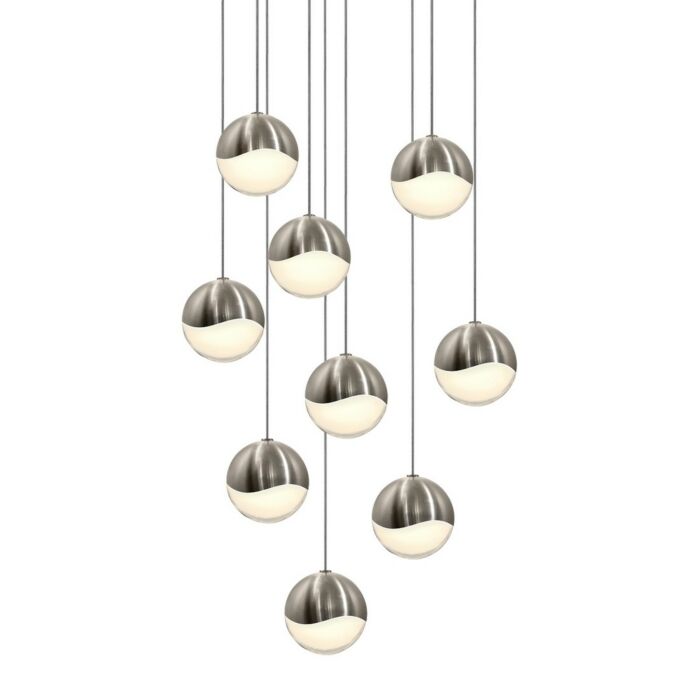 Sonneman Grapes 13.25 Inch 9 Light LED Pendant in Satin Nickel