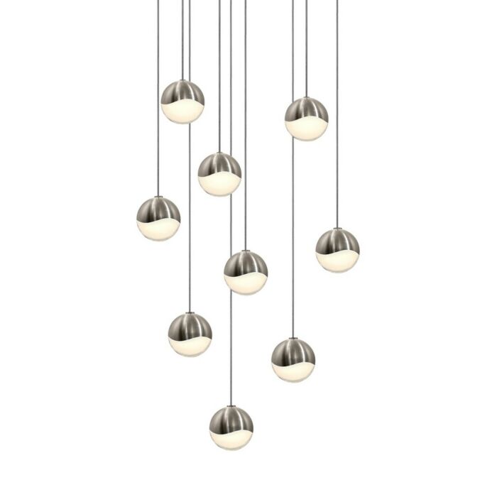 Sonneman Grapes 12.5 Inch 9 Light LED Pendant in Satin Nickel