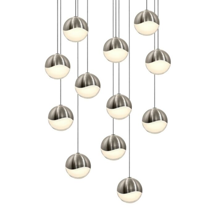Sonneman Grapes 16.25 Inch 12 Light LED Pendant in Satin Nickel