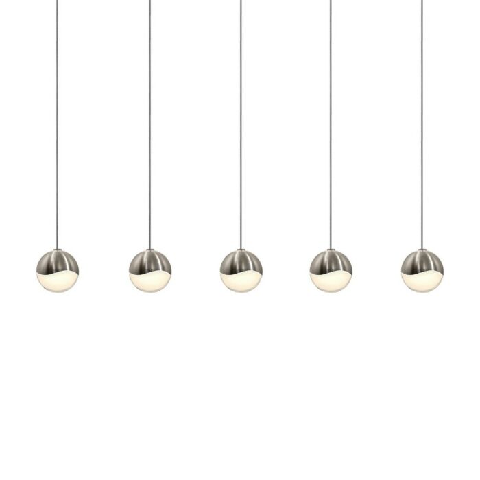 Sonneman Grapes 36.5 Inch 5 Light LED Pendant in Satin Nickel