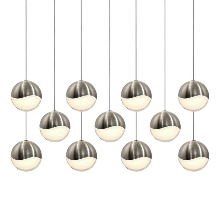 Sonneman Grapes 37.5 Inch 11 Light LED Pendant in Satin Nickel