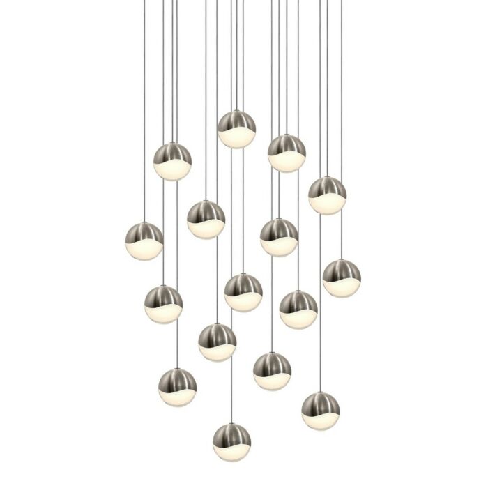 Sonneman Grapes 23.25 Inch 16 Light LED Pendant in Satin Nickel