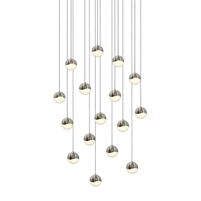 Sonneman Grapes 22.5 Inch 16 Light LED Pendant in Satin Nickel