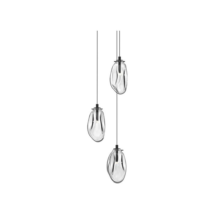 Sonneman Liquid 3 Light 11 Inch Pendant Light in Satin Black