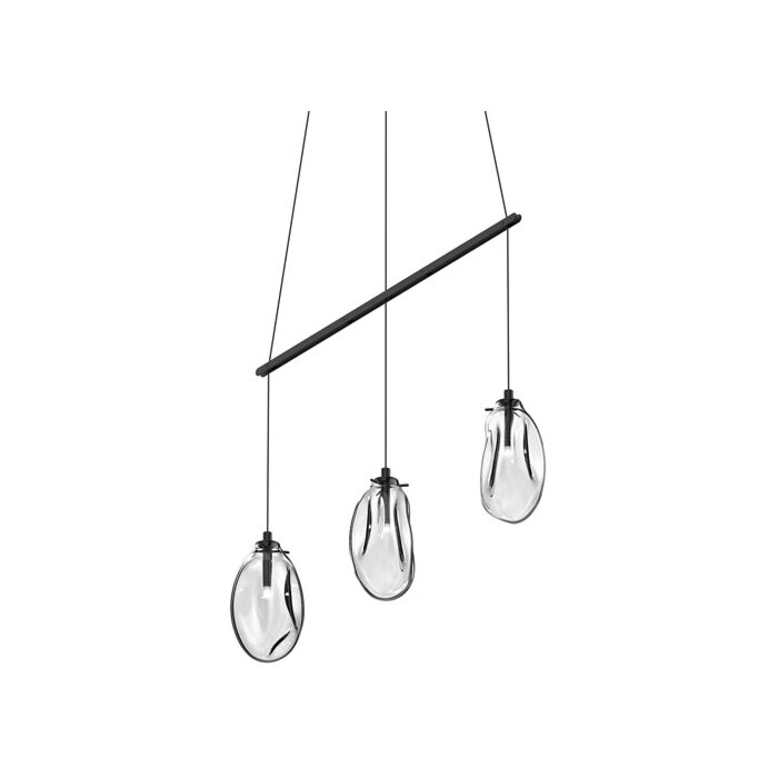 Sonneman Liquid 3 Light 12 Inch Pendant Light in Satin Black