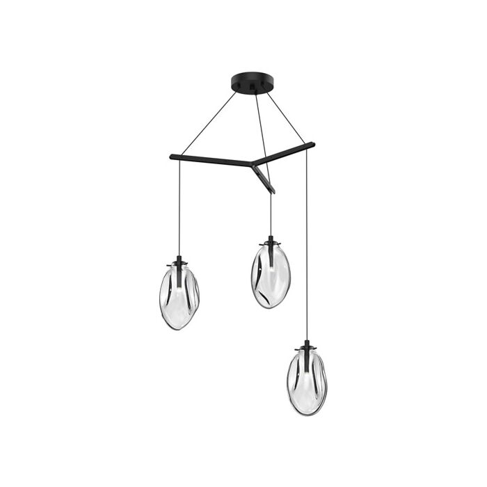 Sonneman Liquid 3 Light 12 Inch Pendant Light in Satin Black