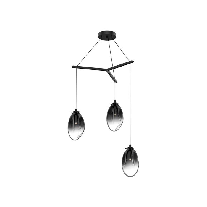 Sonneman Liquid 3 Light 12 Inch Pendant Light in Satin Black