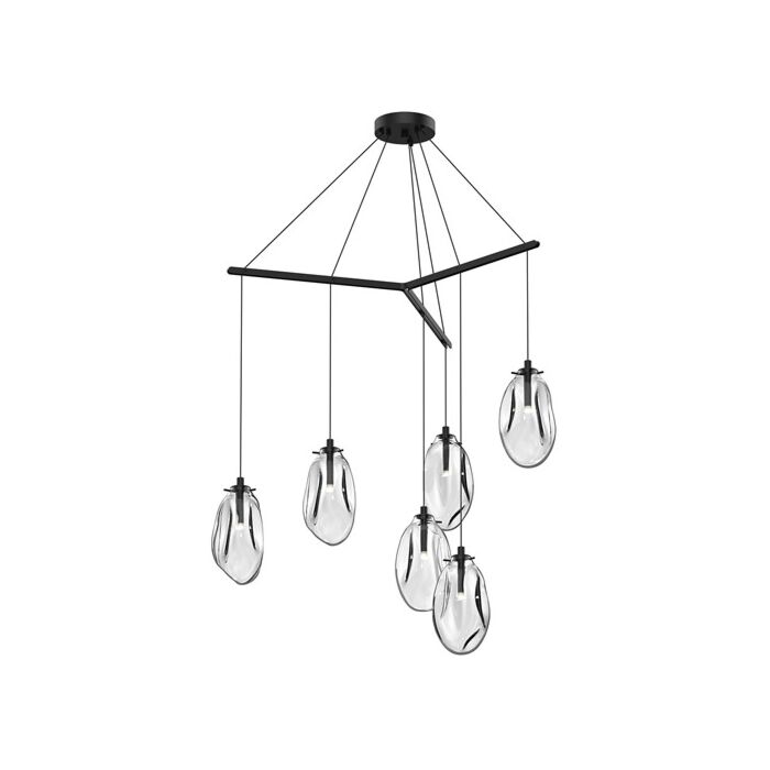 Sonneman Liquid 6 Light 12 Inch Pendant Light in Satin Black