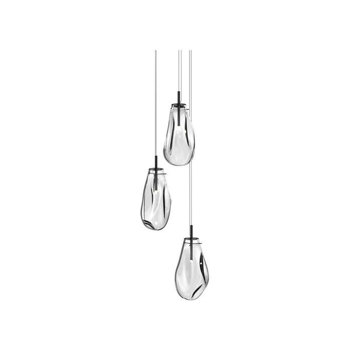 Sonneman Liquid 3 Light 22 Inch Pendant Light in Satin Black