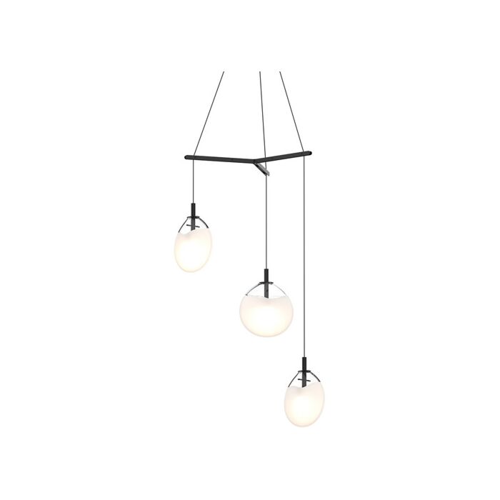 Sonneman Cantina 3 Light 12 Inch Pendant Light in Satin Black