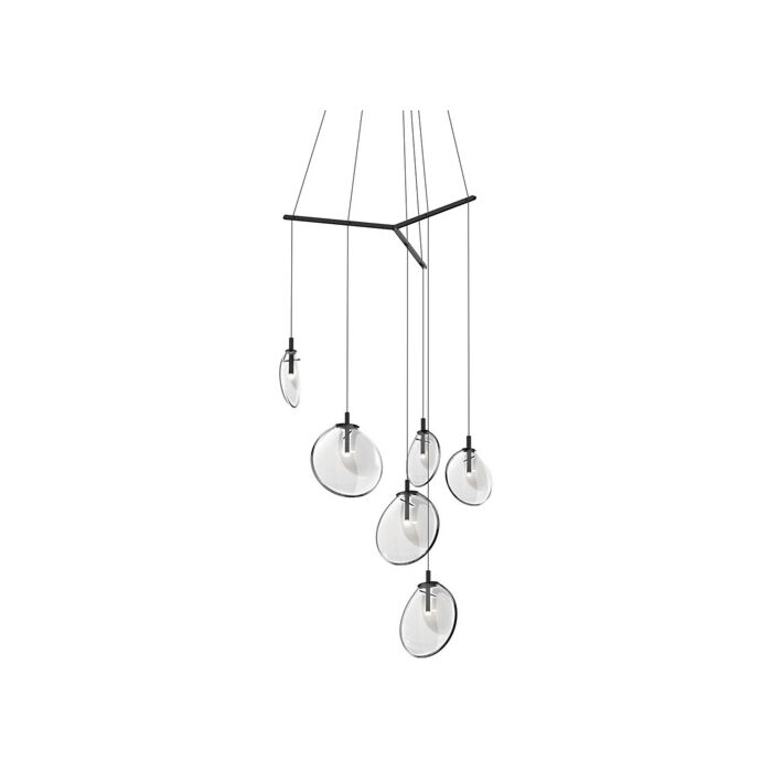 Sonneman Cantina 6 Light 15 Inch Pendant Light in Satin Black