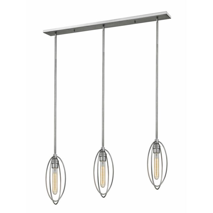 Z Lite Persis 3 Light Linear Pendant Light In Old Silver
