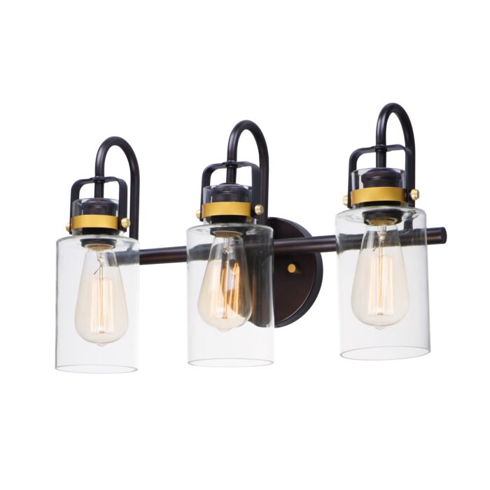 Maxim Magnolia 3 Light Bathroom Vanity Light in Bronze and Gold