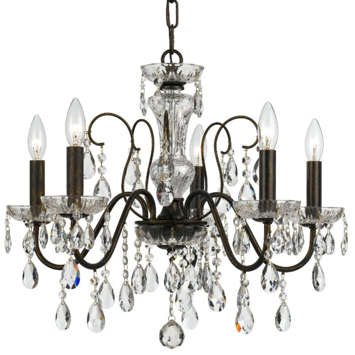 Crystorama Butler 5 Light 19 Inch Chandelier in English Bronze with Swarovski Spectra Crystal Crystals