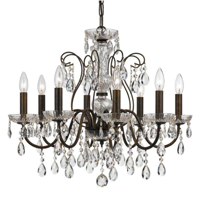 Crystorama Butler 8 Light 22 Inch Chandelier in English Bronze with Hand Cut Crystal Crystals