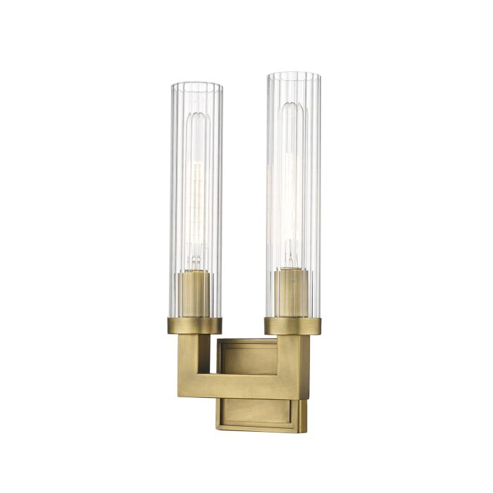 Z Lite Beau 2 Light Wall Sconce In Rubbed Brass