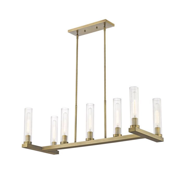 Z Lite Beau 7 Light Linear Pendant Light In Rubbed Brass