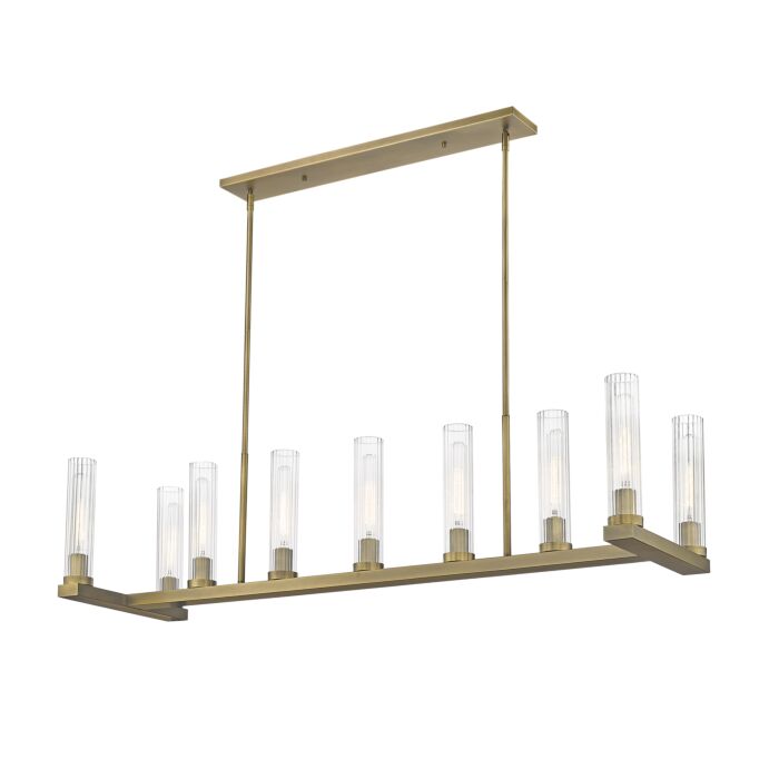Z Lite Beau 9 Light Linear Pendant Light In Rubbed Brass