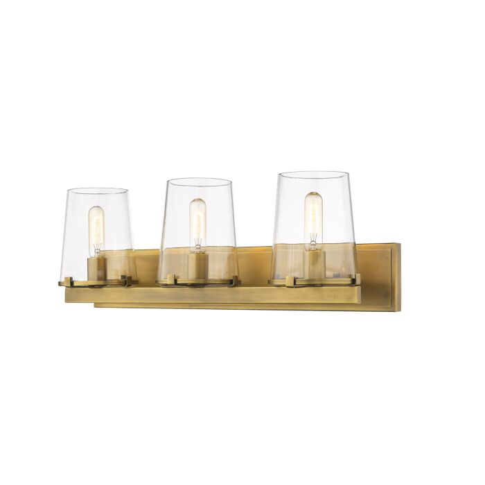 Z Lite Callista 3 Light Bathroom Vanity Light In Rubbed Brass
