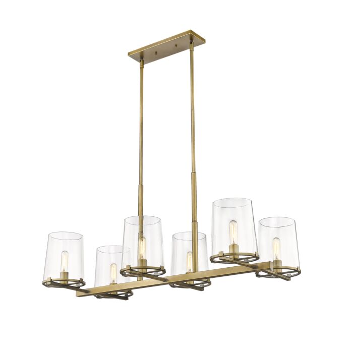 Z Lite Callista 6 Light Linear Pendant Light In Rubbed Brass