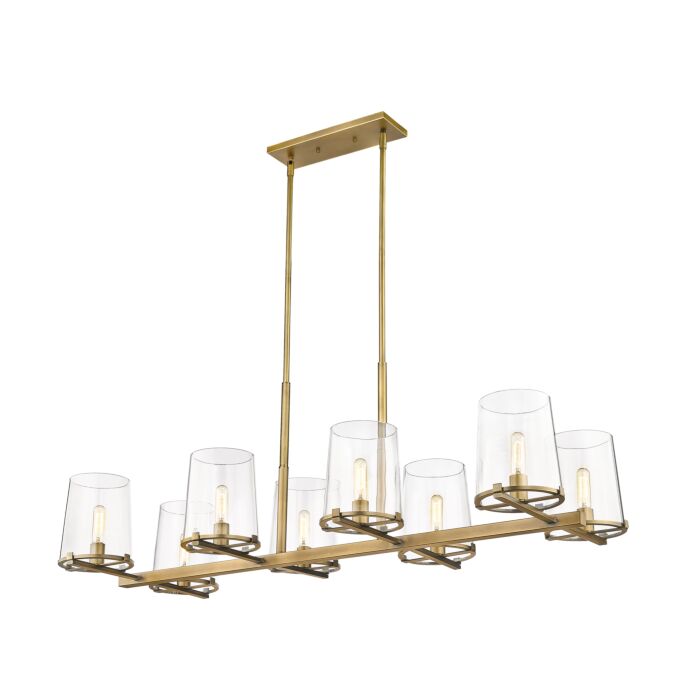 Z Lite Callista 8 Light Linear Pendant Light In Rubbed Brass