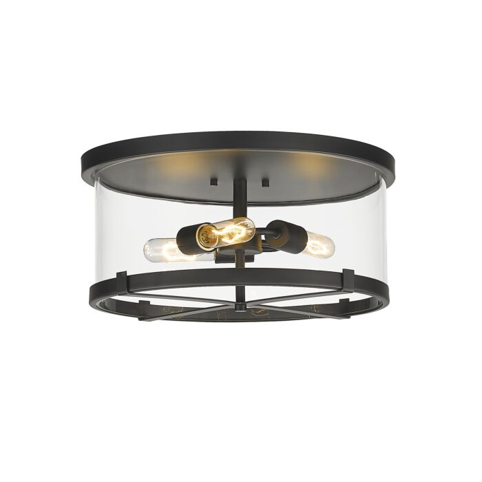 Z Lite Callista 3 Light Flush Mount Ceiling Light In Matte Black