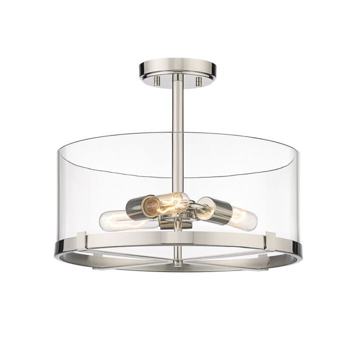 Z Lite Callista 3 Light Semi Flush Mount Ceiling Light In Polished Nickel