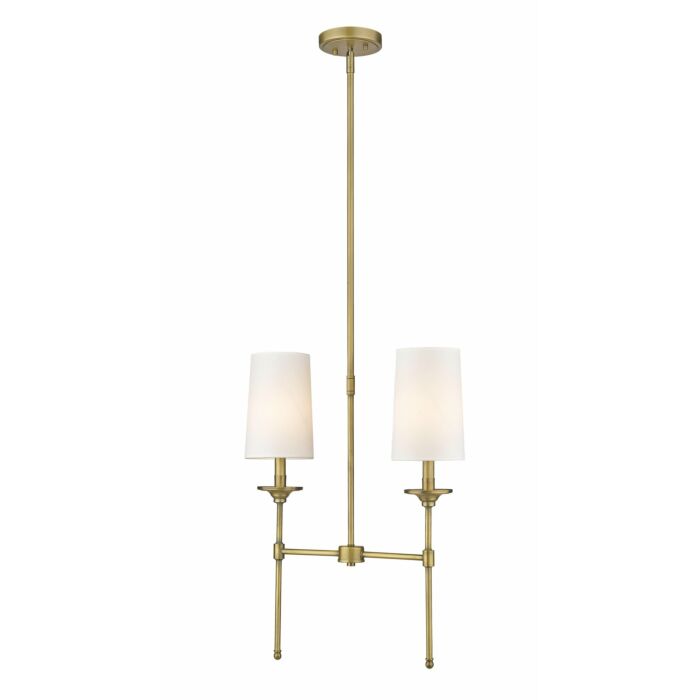 Z Lite Emily 2 Light Linear Pendant Light In Rubbed Brass
