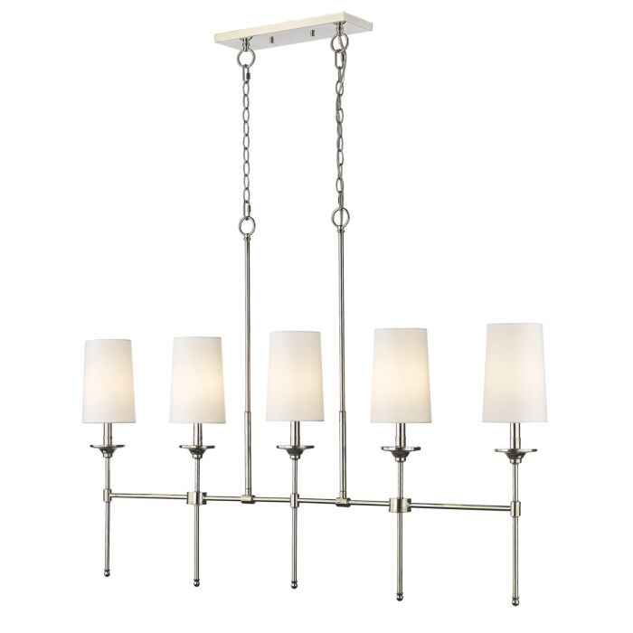 Z Lite Emily 5 Light Linear Pendant Light In Polished Nickel