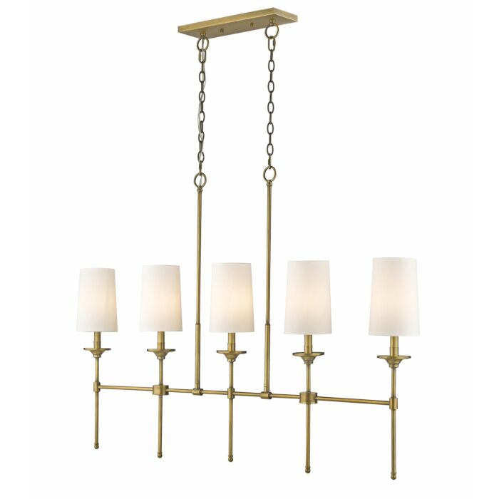 Z Lite Emily 5 Light Linear Pendant Light In Rubbed Brass