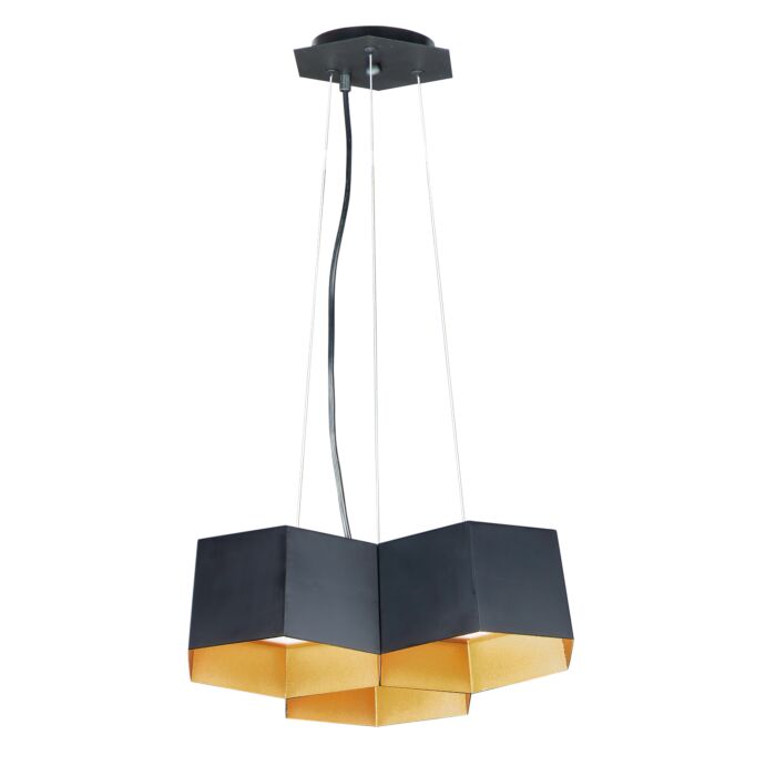 Maxim Honeycomb 3 Light Pendant Light in Black and Gold