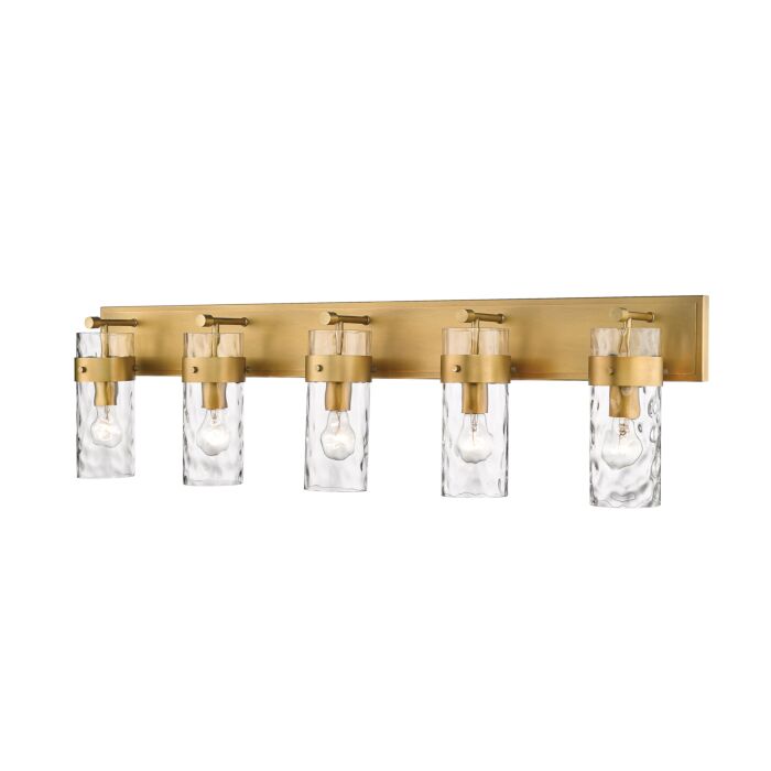 Z Lite Fontaine 5 Light Bathroom Vanity Light In Rubbed Brass