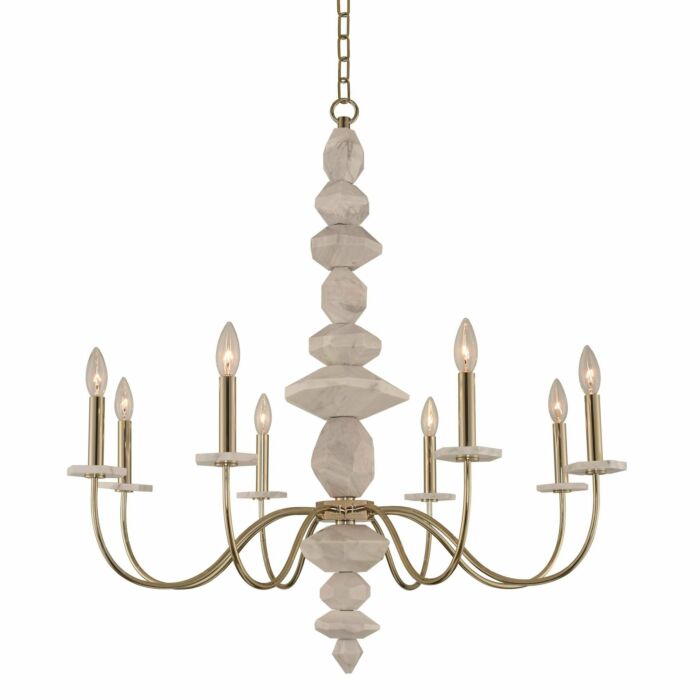 Kalco Carrara 8 Light Rustic Chandelier in Champagne Gold