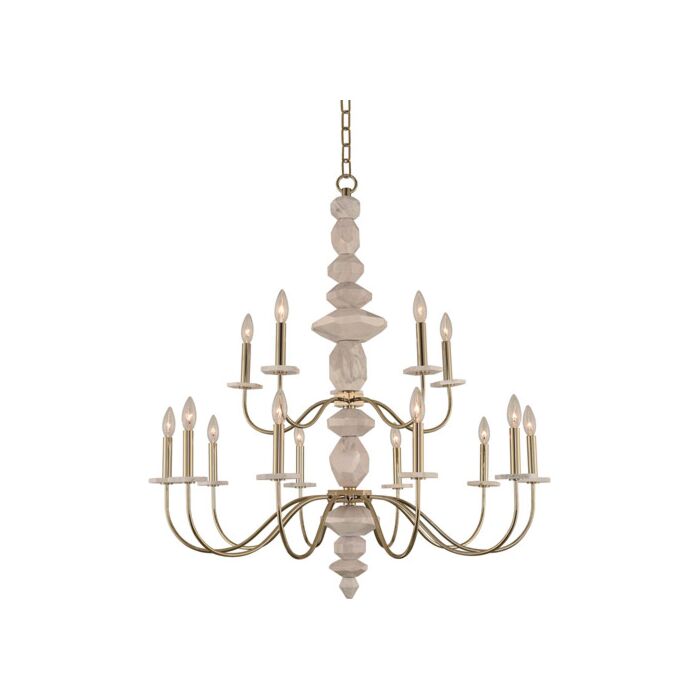 Kalco Carrara 15 Light Rustic Chandelier in Champagne Gold