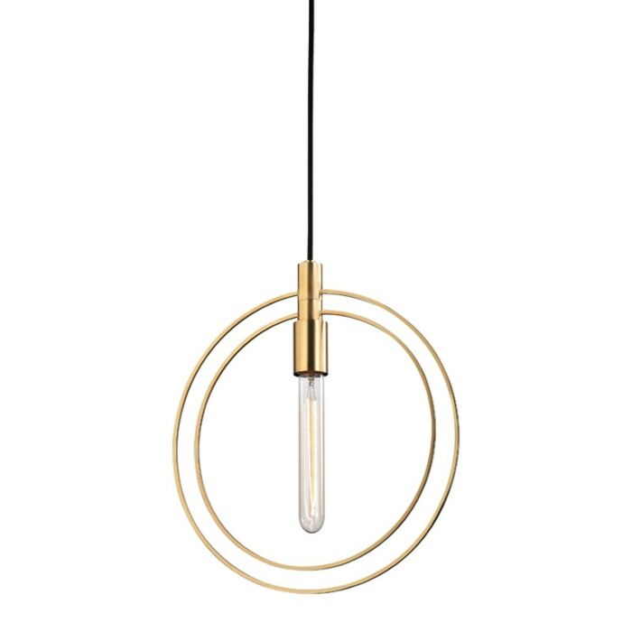 Hudson Valley Masonville 15 Inch Pendant Light in Aged Brass