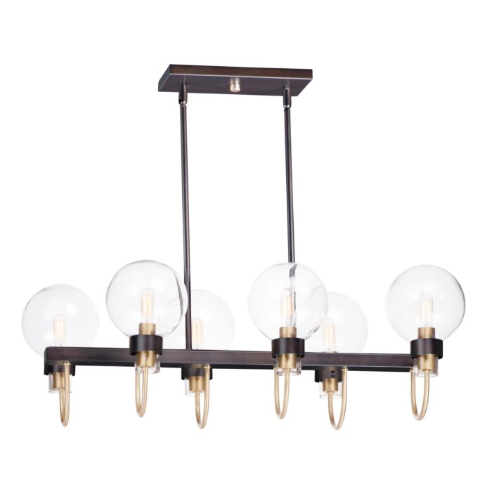 Maxim Bauhaus 6 Light Pendant Light in Bronze and Satin Brass