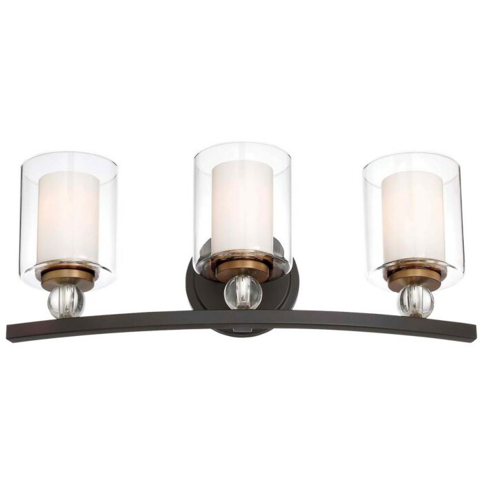 Minka Lavery Studio 5 3 Light Bathroom Vanity Light in Painted Bronze with Natural Brush