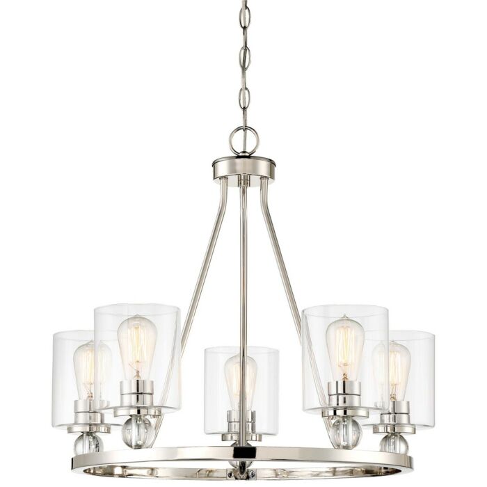 Minka Lavery Studio 5 5 Light Contemporary Chandelier in Polished Nickel
