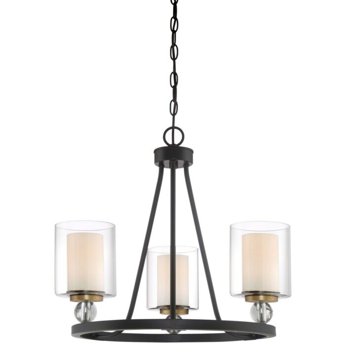 Minka Lavery Studio 5 3 Light Transitional Chandelier in Painted Bronze with Natural Brush