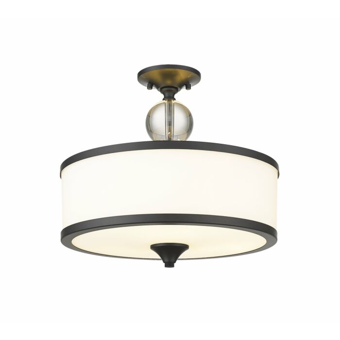 Z Lite Cosmopolitan 3 Light Semi Flush Mount Ceiling Light In Matte Black