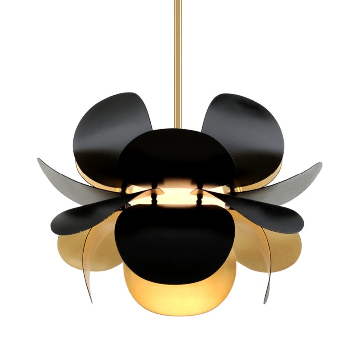 Corbett Ginger Modern Chandelier in Black And Gold Leaf