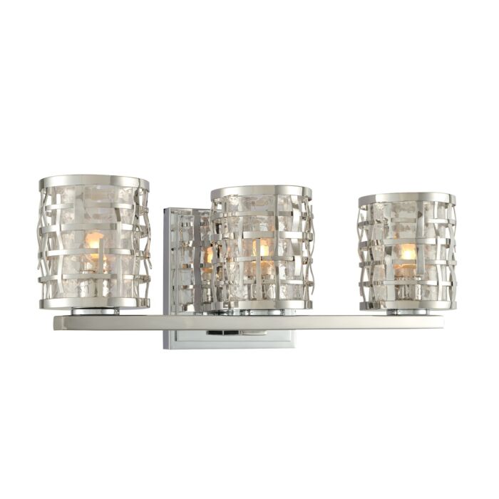Kalco Bridgeport 3 Light 16 Inch Bathroom Vanity Light in Stainless Steel