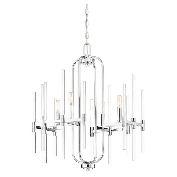 Minka Lavery Pillar 4 Light 22 Inch Transitional Chandelier in Chrome