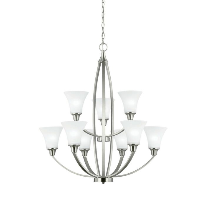 Sea Gull Metcalf 9 Light Chandelier in Brushed Nickel