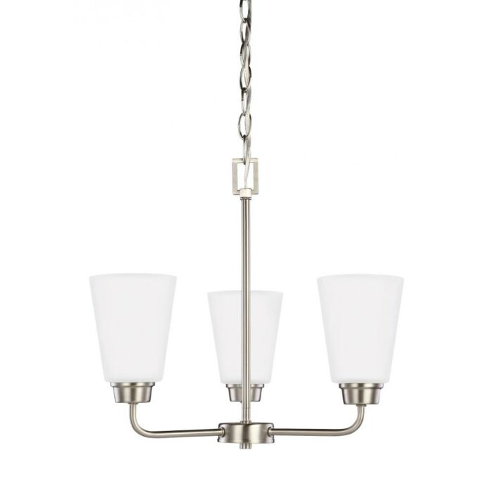 Sea Gull Kerrville 3 Light Chandelier in Brushed Nickel
