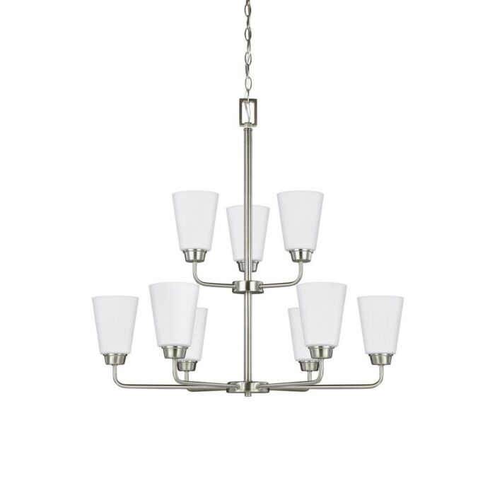 Sea Gull Kerrville 9 Light Chandelier in Brushed Nickel