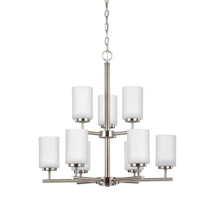 Sea Gull Oslo 9 Light Chandelier in Brushed Nickel
