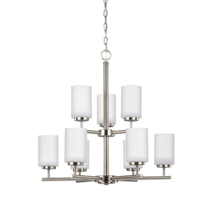 Sea Gull Oslo 9 Light Chandelier in Brushed Nickel